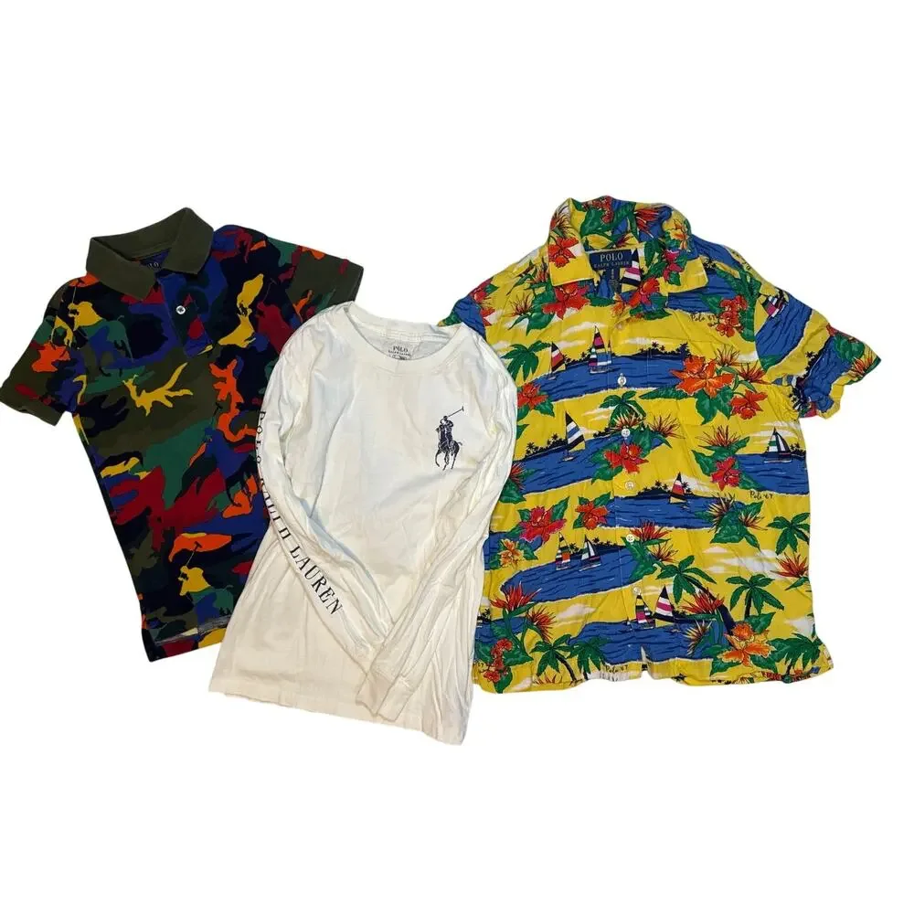 Polo Ralph Lauren 3 Piece Boys Shirt Bundle Small 7/8 to Medium 10/12 Big Pony